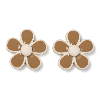 Opaque Resin Cabochons, Two Tone, Flower, BurlyWood, 22.5x23.5x6.5mm