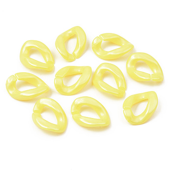 Opaque Acrylic Linking Rings, Quick Link Connectors, For Jewelry Curb Chains Making, Twist, Yellow, 18.5x13.5x4mm, Inner Diameter: 10x5mm, about 1190pcs/500g