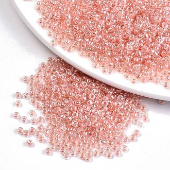 12/0 Glass Seed Beads, Transparent Inside Colours Luster, Round Hole, Round, Dark Salmon, 12/0, 2~2.5x1.5~2mm, Hole: 0.8mm, about 30000pcs/bag