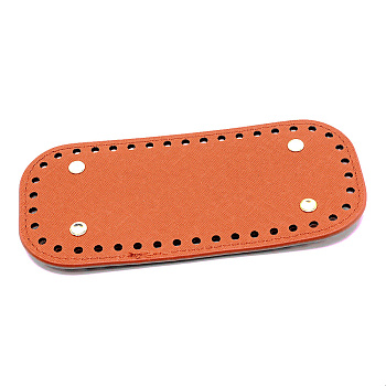 PU Leather Knitting Crochet Bags Nail Bottom Shaper Pad, Bag Cushion Base, with Alloy Nail, Bag Bottom Accessories, Rectangle Oval, Chocolate, 18x8x1.1cm, Hole: 4mm