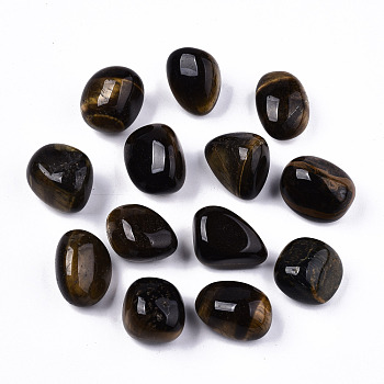 Natural Tiger Eye Beads, Healing Stones, for Energy Balancing Meditation Therapy, Tumbled Stone, Vase Filler Gems, No Hole/Undrilled, Nuggets, 19~30x18~28x10~24mm 250~300g/bag