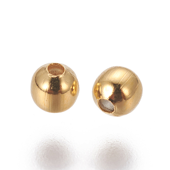 304 Stainless Steel Beads, Rondelle, Golden, 3mm, Hole: 1mm