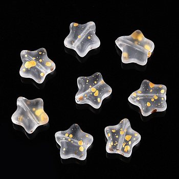Spray Painted Transparent Glass Beads, Star, Clear, 8x8.5x4mm, Hole: 1mm, 30pcs/bag