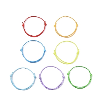 7Pcs 7 Colors Eco-Friendly Korean Waxed Polyester Cord, for Adjustable Bracelet Making, Mixed Color, Inner Diameter: 3-1/8~3-1/4 inch(7.9~8.15cm), 1pc/color