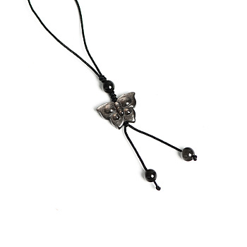 Natural Silver Obsidian Pendant for Mobile Phone Strap, Haging Charms Decoration, Butterfly, 12cm