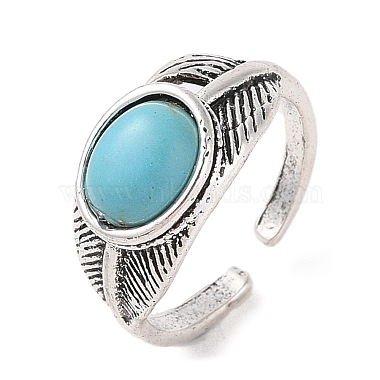 Oval Synthetic Turquoise Cuff Rings(RJEW-B107-09AS)-2