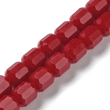 Dark Red Barrel Glass Beads