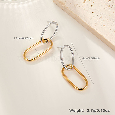 Two Tone 925 Sterling Silver Dangle Stud Earrings(KZ3261-2)-3