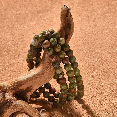 Natural Unakite Bead Stretch Bracelets(X-BJEW-K212-A-006)-5