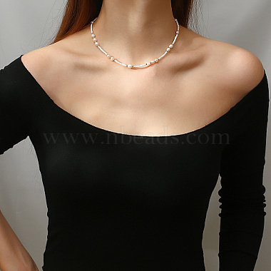 Runde Perlenkette aus Imitationsperlen und Edelstahl für Damen(SZ6704)-4