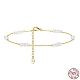 Bracelet de cheville à maillons perlés en perles d'eau douce naturelles avec 925 chaîne de câble en argent sterling pour femmes(AJEW-F162-015G)-1