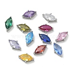304 Stainless Steel Pave Cubic Zirconia Charms, Single Stone Charms, Horse Eye Charms, Mixed Color, Stainless Steel Color, 12x7x5mm, about 12pcs/set(CU-CBABCF3-02P)
