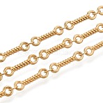 5M 304 Stainless Steel Twist Bar Link Chains, Soldered, with Spool, Ion Plating(IP), Real 18K Gold Plated, 13.5x4x2mm(CHS-T006-37G)