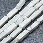 Natural Howlite Beads Strands, Cuboid, 12.5~13.5x3~5x3~4.5mm, Hole: 1mm, about 30~32pcs/strand, 15.1~15.9 inch(38.5~40.5cm)(G-F631-E10)