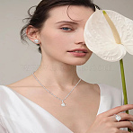 Alloy Pendant Necklaces & Stud Earrings & Ring Sets for Women, Silver, 460mm(SJEW-LP0001-20)
