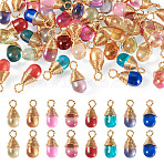 50Pcs Imitation Jade Glass Pendants, with Copper Wire, Mixed Color, 17.6mm, Hole: 1.6mm(PALLOY-TAC0219)