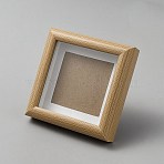 Wood Photo Frame Stand, with Glass Window, Square, Wheat, 119.5x119.5x27mm(AJEW-WH0696-532A)