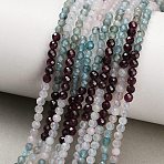 Gradient Color Natural Garnet & Quartz Crystal & Apatite Beads Strands, Faceted, Round, 3mm, Hole: 0.5mm, about 123~124pcs/strand, 15.39''~15.67''(39.1~39.8cm)(GG-CBA1668-A05-3mm)