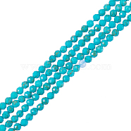 2 Strands Imported Natural Turquoise Beads Strands, Faceted Round, 3mm, Hole: 0.8mm, about 121pcs/strand, 14.76''(37.5cm)(G-NB0004-17)