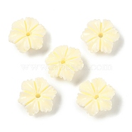 Dyed Synthetic Coral Beads, Flower, Light Yellow, 11x10.5x4mm, Hole: 1.2mm(CORA-H002-02)