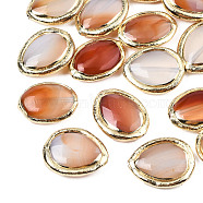 Natural Agate Beads, with Electroplate Polymer Clay, Dyed, Oval, Sienna, 21~22x17~18x6.5~7mm, Hole: 1~1.2mm(G-S260-10E)