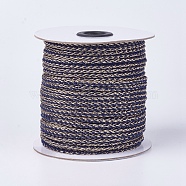 Resin and Polyester Braided Cord, Metallic Cord, Royal Blue, 5x4mm, about 50yards/roll(OCOR-F008-E10)