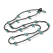 Natural Amazonite Braided Bead Necklacess, Nylon Cord Adjustable Necklaces, 21.65~22.24 inch(55~56.5cm)(NJEW-K258-06G)