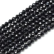 Natural Black Spinel Beads Strands, Faceted, Round, 2x2mm, Hole: 0.5mm, about 188pcs/strand, 15.9 inch(G-S152-01-2mm)