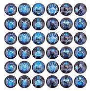 Flatback Glass Cabochons, Dome/Half Round with Constellation/Zodiac Sign Pattern, Rosy Brown, 25x6mm, 2pcs/pattern, 12 patterns, about 24pcs/set(GGLA-NB0001-06)