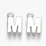 Brass Charms, Letter, Nickel Free, Real Platinum Plated, 3.5x5.5x1.5mm, Hole: 0.8mm(X-KK-S350-167M-P)