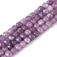 Natural Lepidolite/Purple Mica Stone Beads Strands, Faceted, Cube, 4~5x4~5x4~5mm, Hole: 0.8mm, about 92~105pcs/strand, 14.96~15.35 inch(38~39cm)(G-N342-139)