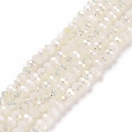 Electroplate Glass Faceted Rondelle Beads Strands, Imitation Jade, Half Plated, WhiteSmoke, 3x2mm, Hole: 1mm, about 165~169pcs/strand, 15~16 inch(38~40cm)(EGLA-D020-3x2mm-05)