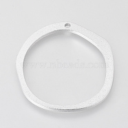 Eco-Friendly Aluminium Pendants, Laser Cut Pendants, Ring, Silver, 53x48.5x2~2.5mm, Hole: 3mm(ALUM-Q001-44B)