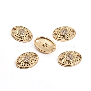 Brass Micro Pave Clear Cubic Zirconia Links connectors, Oval, Golden, 11.5x15.5x3mm, Hole: 1.5mm(ZIRC-L091-031G)