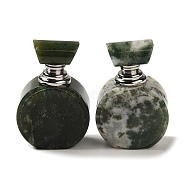 Natural Moss Agate Dropper Perfume Bottles, with Stainless Steel Color Tone 304 Stainless Steel Findings, SPA Aromatherapy Essemtial Oil Empty Bottle, 4.2x2.35~2.4x6.1cm(DJEW-H010-04P-04)