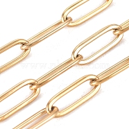 Vacuum Plating 304 Stainless Steel Paperclip Chains, Drawn Elongated Cable Chains, Soldered, with Spool, Golden, Links: 12x4x1mm, about 32.8 Feet(10m)/roll(CHS-L022-02B-G)