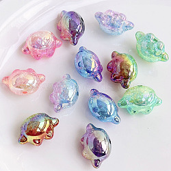 Transparent Crackle Acrylic Beads, Gradient Color, Claw Print, Mixed Color, 17.6x26.5x15mm, Hole: 3mm(OACR-K008-08)