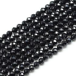 Natural Black Spinel Beads Strands, Faceted, Round, 2x2mm, Hole: 0.5mm, about 188pcs/strand, 15.9 inch(G-S152-01-2mm)