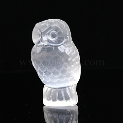 Owl Natural Selenite Figurines, Reiki Energy Stone Display Decorations, for Home Feng Shui Ornament, WhiteSmoke, 33x43x75mm(DJEW-PW0021-10)