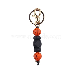 Silicone Keychains, with Metal Clasps, Basketball, 10.5cm(PW-WG4002C-04)