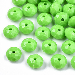 Opaque Acrylic Beads, Faceted, Rondelle, Lime Green, 8x5mm, Hole: 1.2mm, about 2581pcs/445g(SACR-T356-01A)