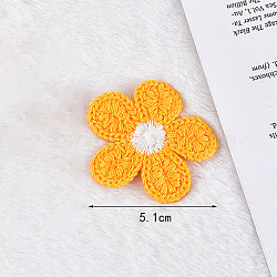 Ornament Accessories, Polyester Computerized Embroidery Cloth Iron On/Sew On Patches, Appliques, Flower, Gold, 51mm(DIY-WH0016-82D)