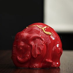 Elephant Ceramic Incense Burners Holder, Aromatherapy Furnace Home Decor, Red, 85x65x100mm(PW-WGBE961-02)