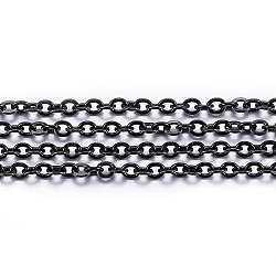 Handmade 304 Stainless Steel Cable Chains, Soldered, with Spool, Flat Oval, Electrophoresis Black, 3x2.5x0.6mm, about 32.8 Feet(10m)/roll(STAS-P213-03B-02)