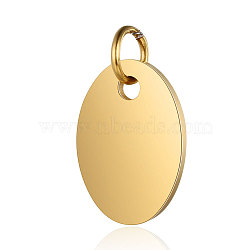 201 Stainless Steel Stamping Blank Tag Charms, Manual Polishing, Oval, Golden, 14x9.5x1mm, Hole: 3.5mm(STAS-S105-T627-2)