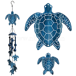 Iron Pendant Decoration, Wind Chime, with Rope and Hooks, Tortoise, 76.2~140x76.2~140mm(HJEW-WH0085-001)