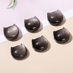 Natural Silver Obsidian Beads, Cat Head Shape, 9x14mm(PW-WG16745-02)