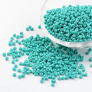 8/0 3mm Baking Paint Glass Seed Beads, for Jewelry Making & Bead Crafting, Loose Spacer Beads, Dark Turquoise, 3mm, Hole: 1mm, about 962pcs/50g
