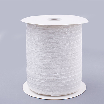 Glitter Sparkle Ribbon, Polyester & Nylon Ribbon, White, 3/8 inch(9.5~10mm), about 200yards/roll(182.88m/roll).