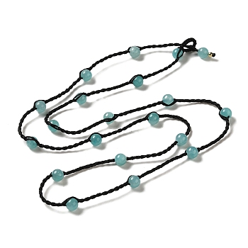 Natural Amazonite Braided Bead Necklacess, Nylon Cord Adjustable Necklaces, 21.65~22.24 inch(55~56.5cm)